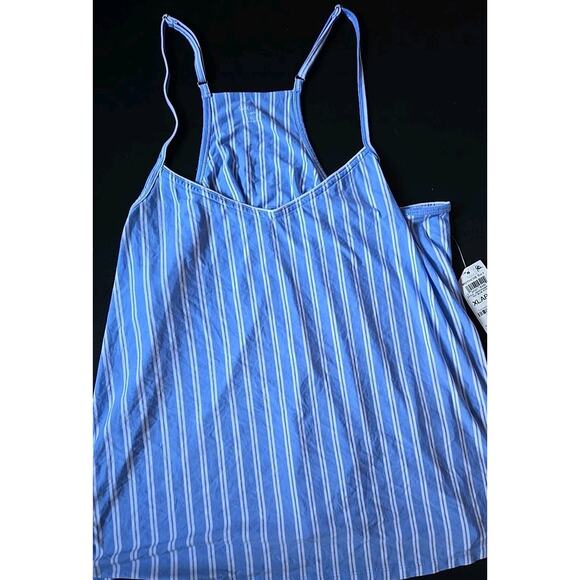State Of Day Womens Racerback Tank Pajama Top Only 100201225MS Blue Stripe XL - Picture 4 of 6